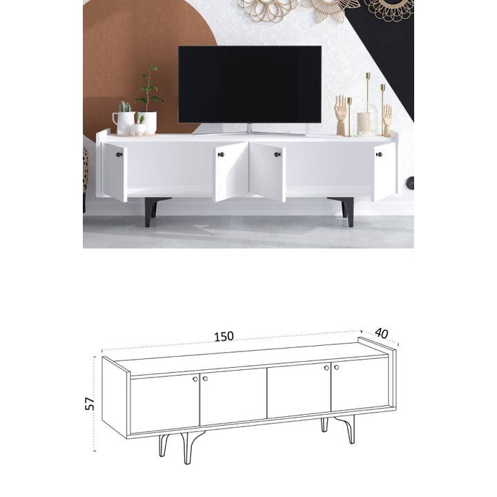 Multi Colored Decormet Atlas TV Stand Dec0043 White for wholesale on Faire1