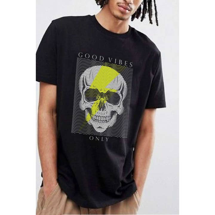 GOOD VIBES ONLY GRAPHIC MENS TEE for wholesale by HUENIQ