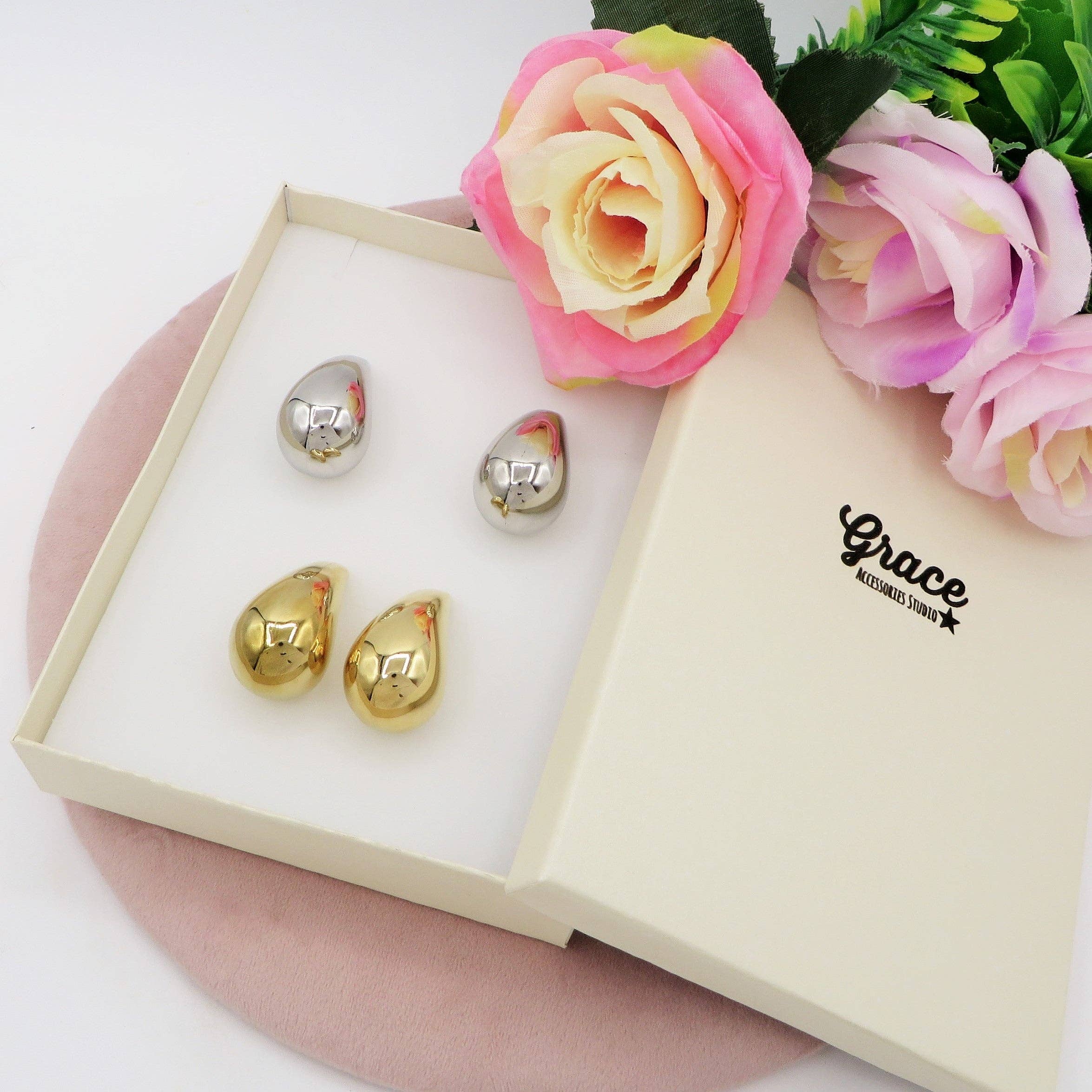 Daemon srls – Engroshandel Hængeøreringe og creoløreringe – DROP 4 størrelser - rustfrit stål ~ par tunge dråbeøreringe1