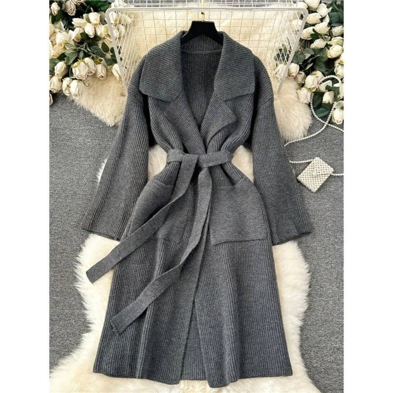 Sheer Trend – wholesale Cardigan – Women’s – Solid Color Simple Long Knitted Cardigan Coat3