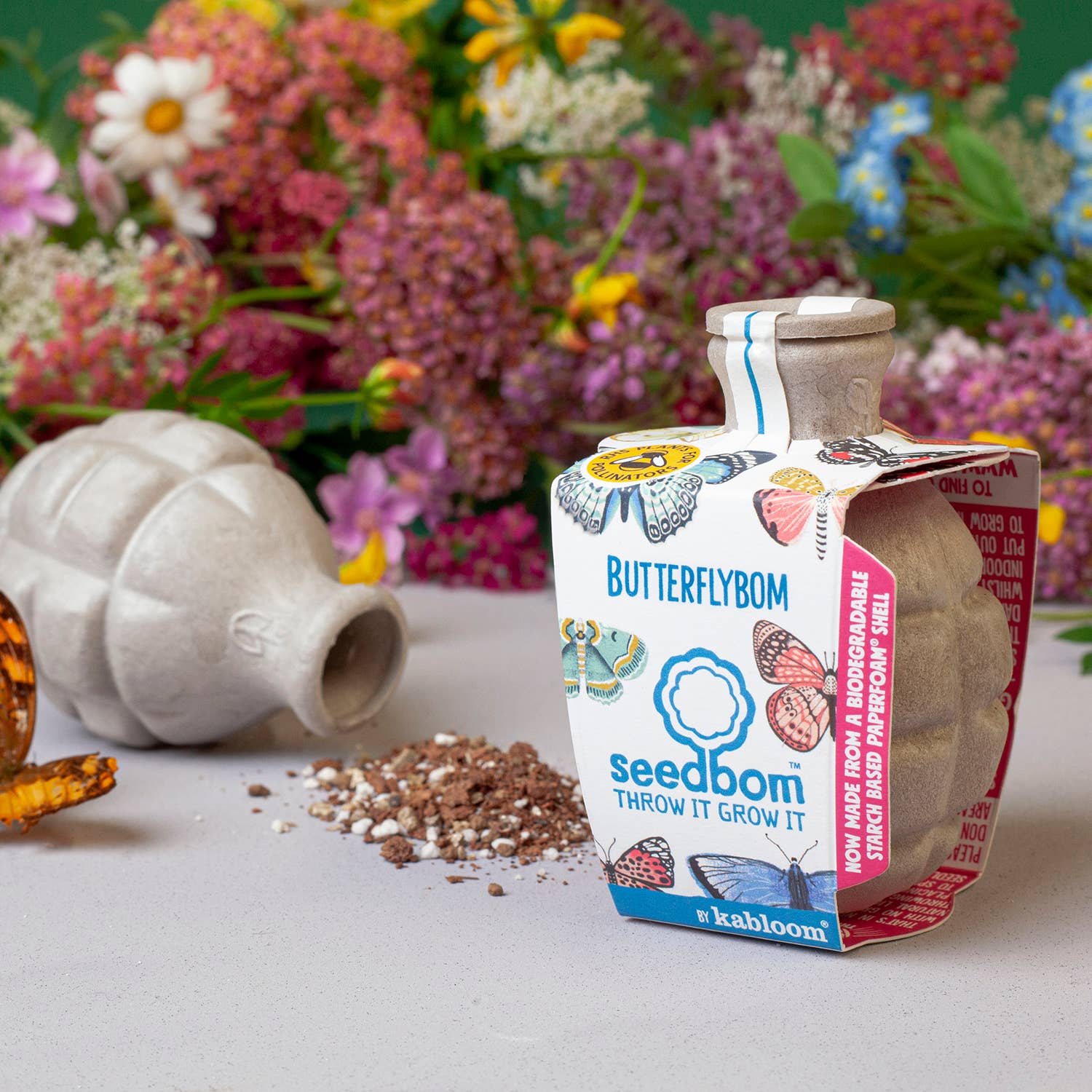 Shroot: Kabloom Seedboms - Wholesale Plant Seeds - Butterflybom Seedbom - Butterfly Wildflower Grow Kit + CDU2