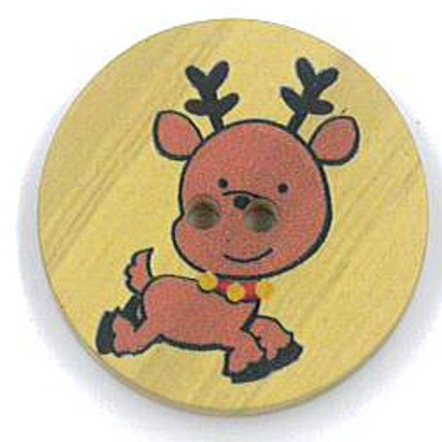 BOUTON IMPRIMÉ NOËL IMITATION BOIS - RENNE pour la vente par NEMARK