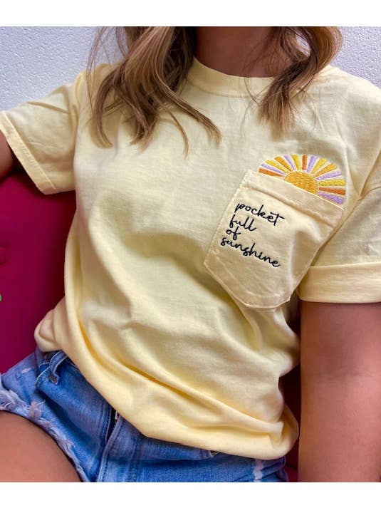 Adelle Linen - Wholesale T-Shirt - Women's - Pocket Full Of Sunshine Tee