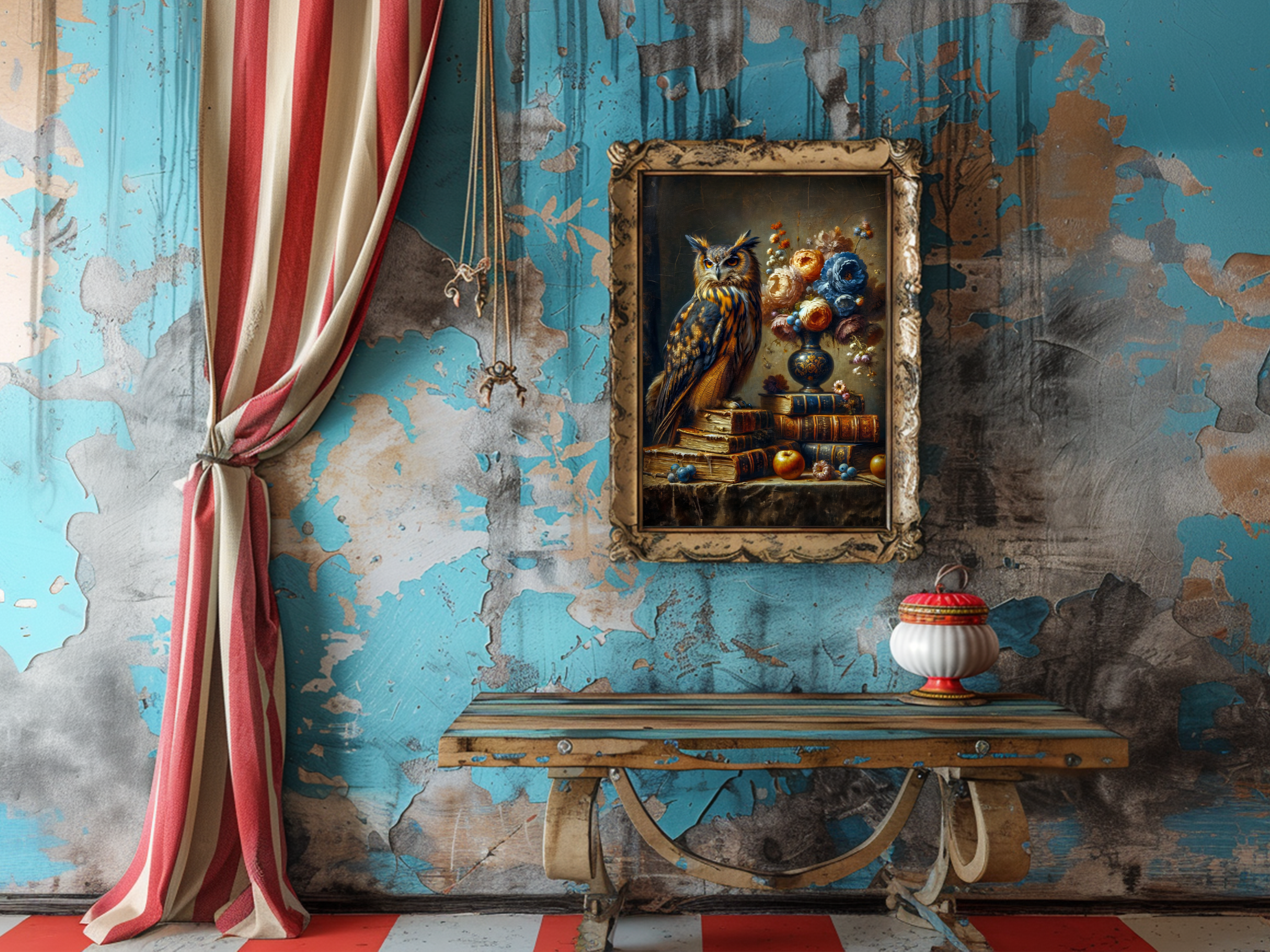 Salty Alyce - Vendita all'ingrosso Stampa artistica -   Decorazione da parete gotica vintage blu e oro 136RD   6