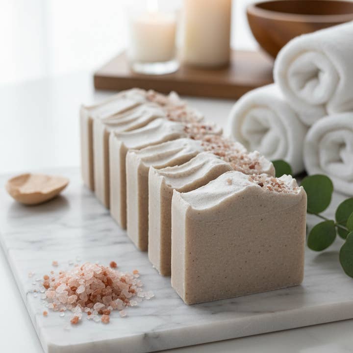 SAUBOON Handcrafted Soaps - Wholesale Bar Soap - PINK HIMALAYAN SALT BARS + kaolin white clay1