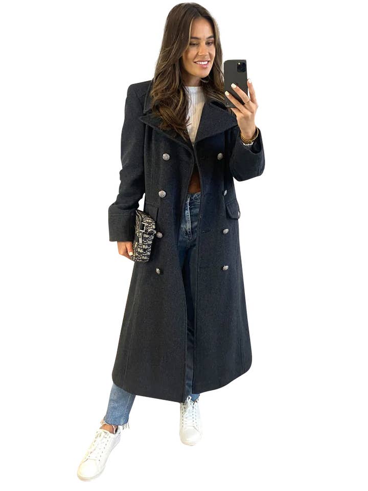 Anastasia – wholesale Rock - Dam – Womens dubbel knäppt militär vinterrock