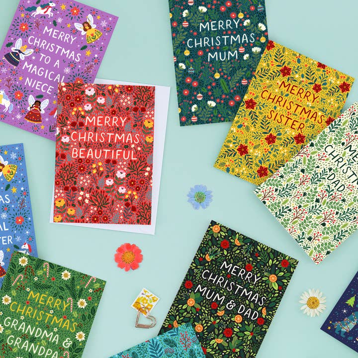 Pear Tree Press - Wholesale Christmas Card - General Merry & Bright Christmas Card - Bestseller (6 Cards)2