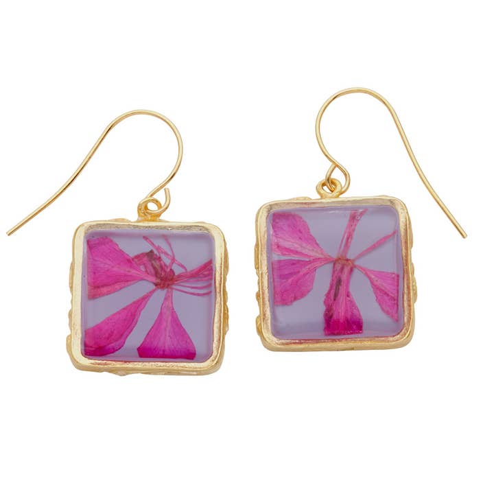 Shari Dixon - Wholesale Dangle Earrings - Mountain Peach Blossom Small Square Earrings