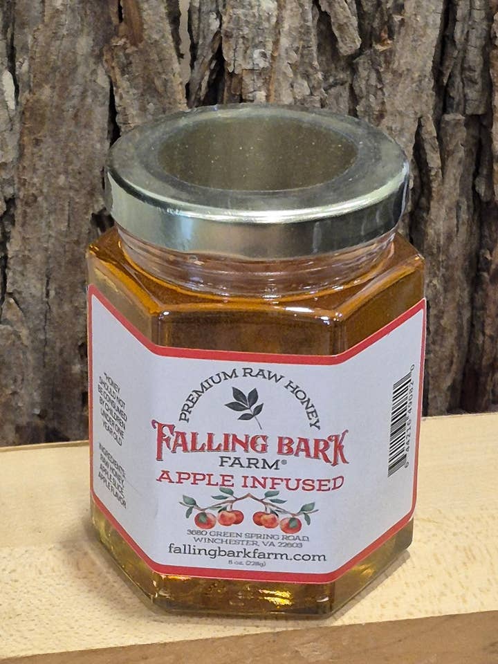 Apple Infused Premium Raw Honey for wholesale by FALLING BARK FARM