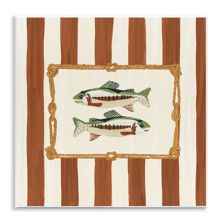 Stupell Industries - Wholesale Wall Sign - Rope Bordered Fish - Unframed Wall Art
