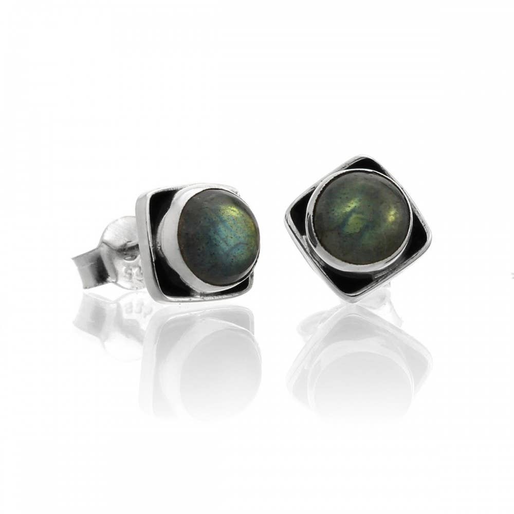 UniArt - Wholesale Stud/Post Earrings - Square Stone and Sterling Silver Earrings4