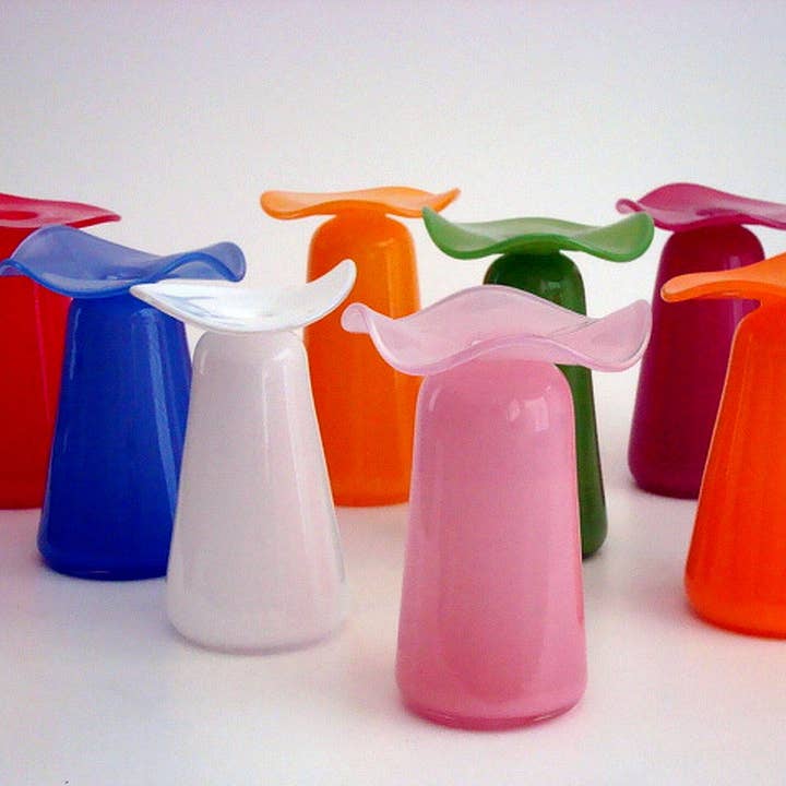 Ruffle Bud vase for wholesale by Terraglassworks