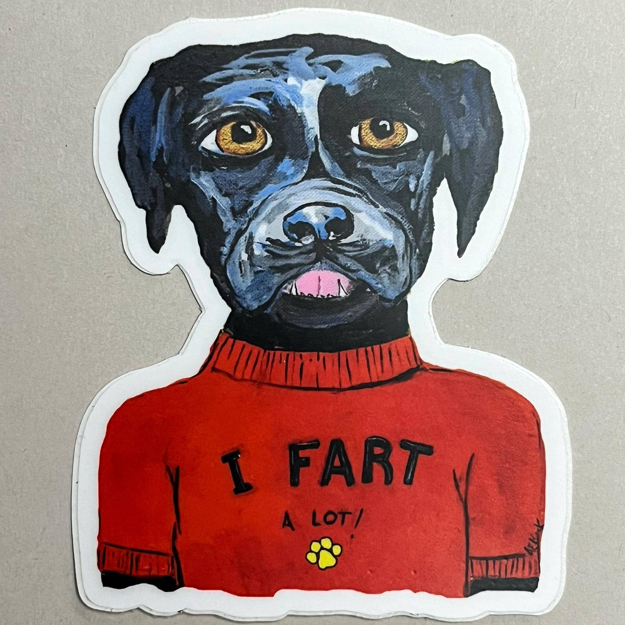 Alison E. Kurek - Wholesale Sticker - The Farter Farting Dog Waterproof Vinyl Sticker1
