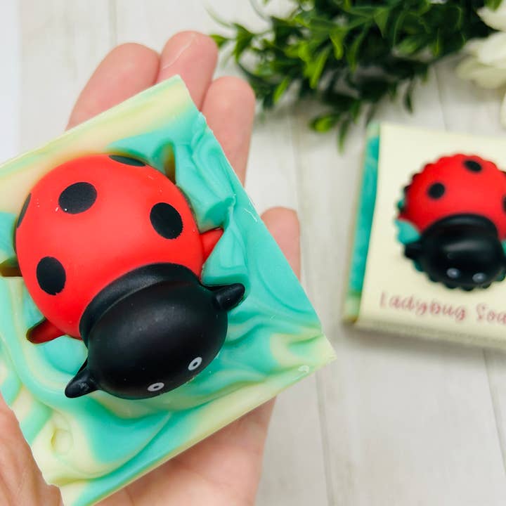 SARATOGA NATURAL BODY CARE LLC - Wholesale Bar Soap - Ladybug Handmade Soap Bar for Kids VEGAN COLD PROCESS