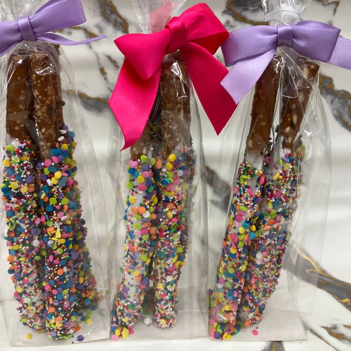 Easter Pretzel Rods 3 bags of 4 pretzels each for wholesale by Bear Creek Candy Kitchen