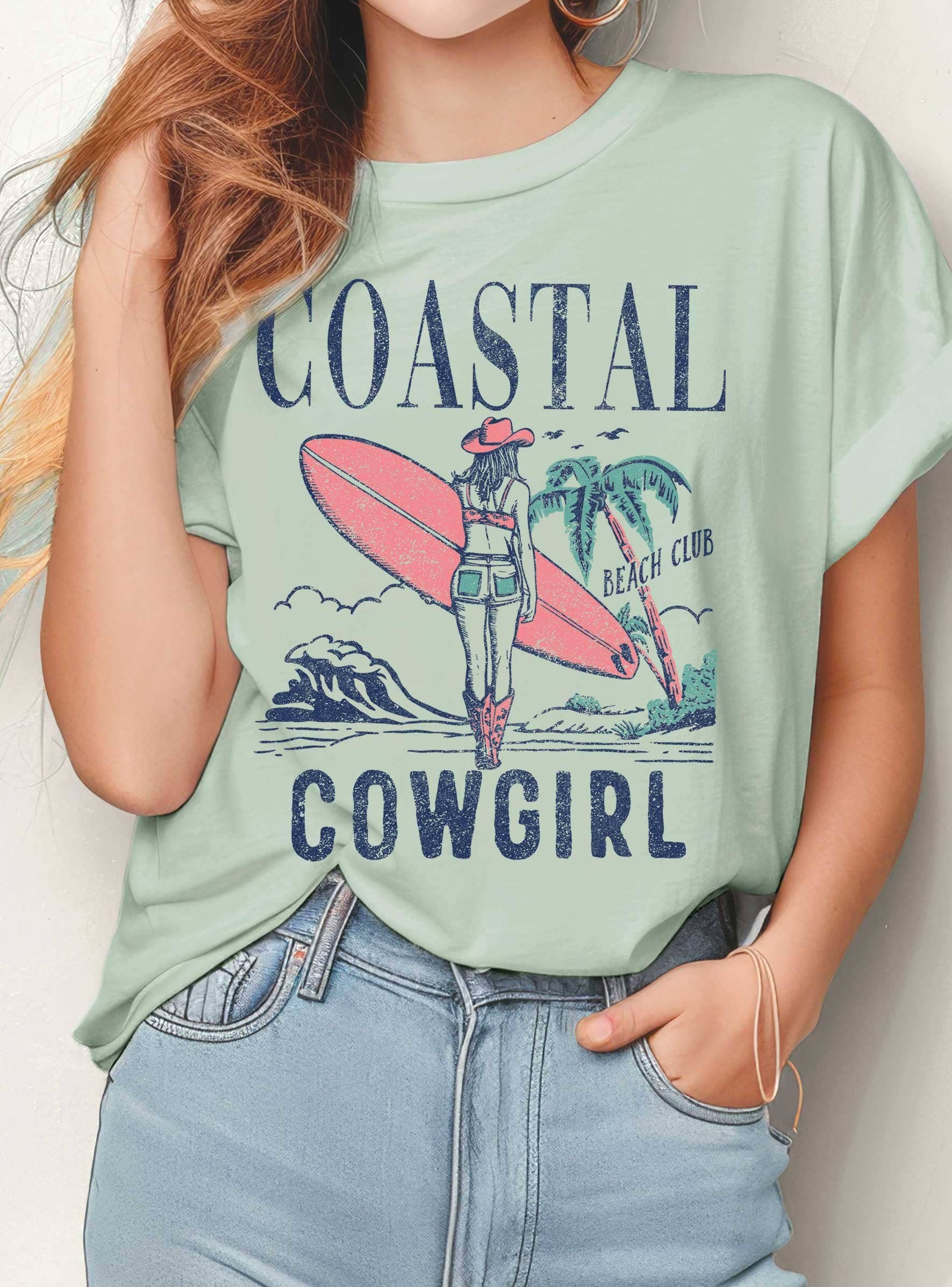 Rustee Clothing - Wholesale Screen Printed T-Shirt - Women's - COASTAL COWGIRL BEACH CLUB GRAPHIC TSHIRTS 5