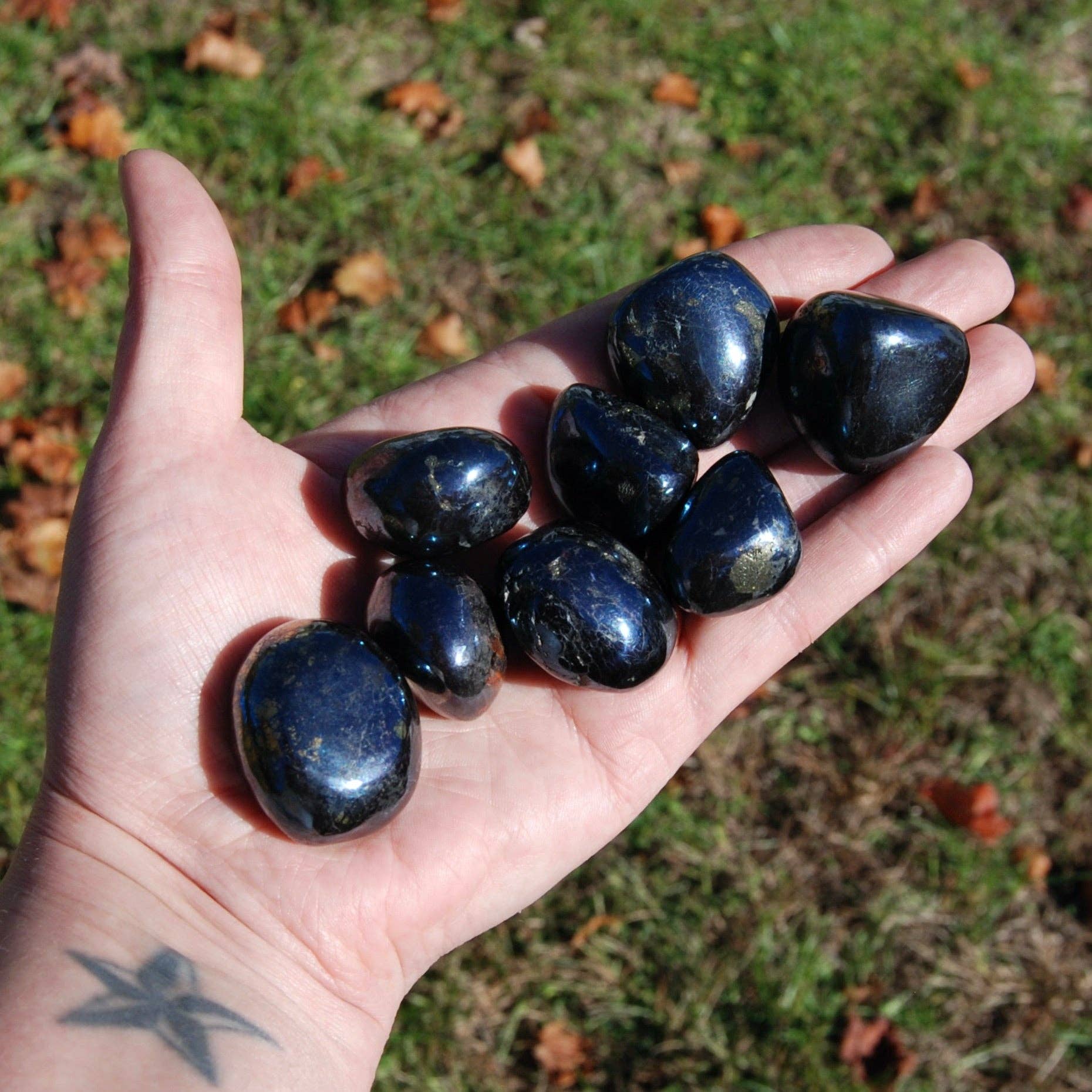Caspar Curiosities - Wholesale Spiritual Stone/Crystal - RARE Covellite Crystal Tumbled Stones, Peru1