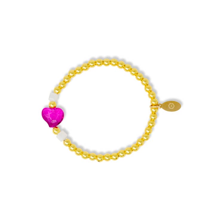 Tiny Treats and ZOMI GEMS - Wholesale Beaded Bracelet - Kids - Stretchy Gold Bead Heart Birthstone Bracelets for Kids17