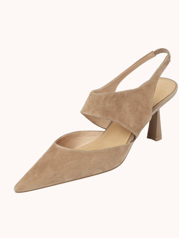 Suede slingback pumps for wholesale by ROSYLEIA