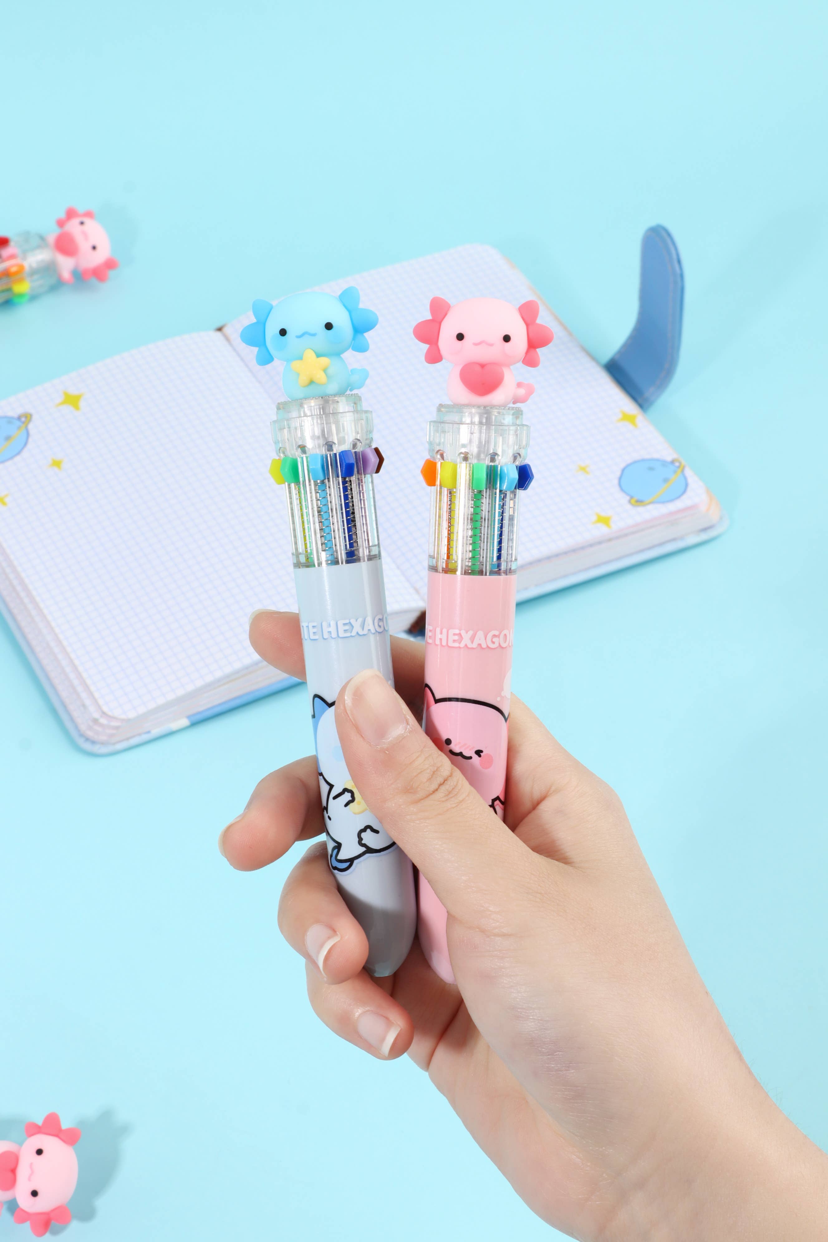 BCmini - Wholesale Pen - 23035 Axolotl 10-Color Retractable Ball Pen-3627