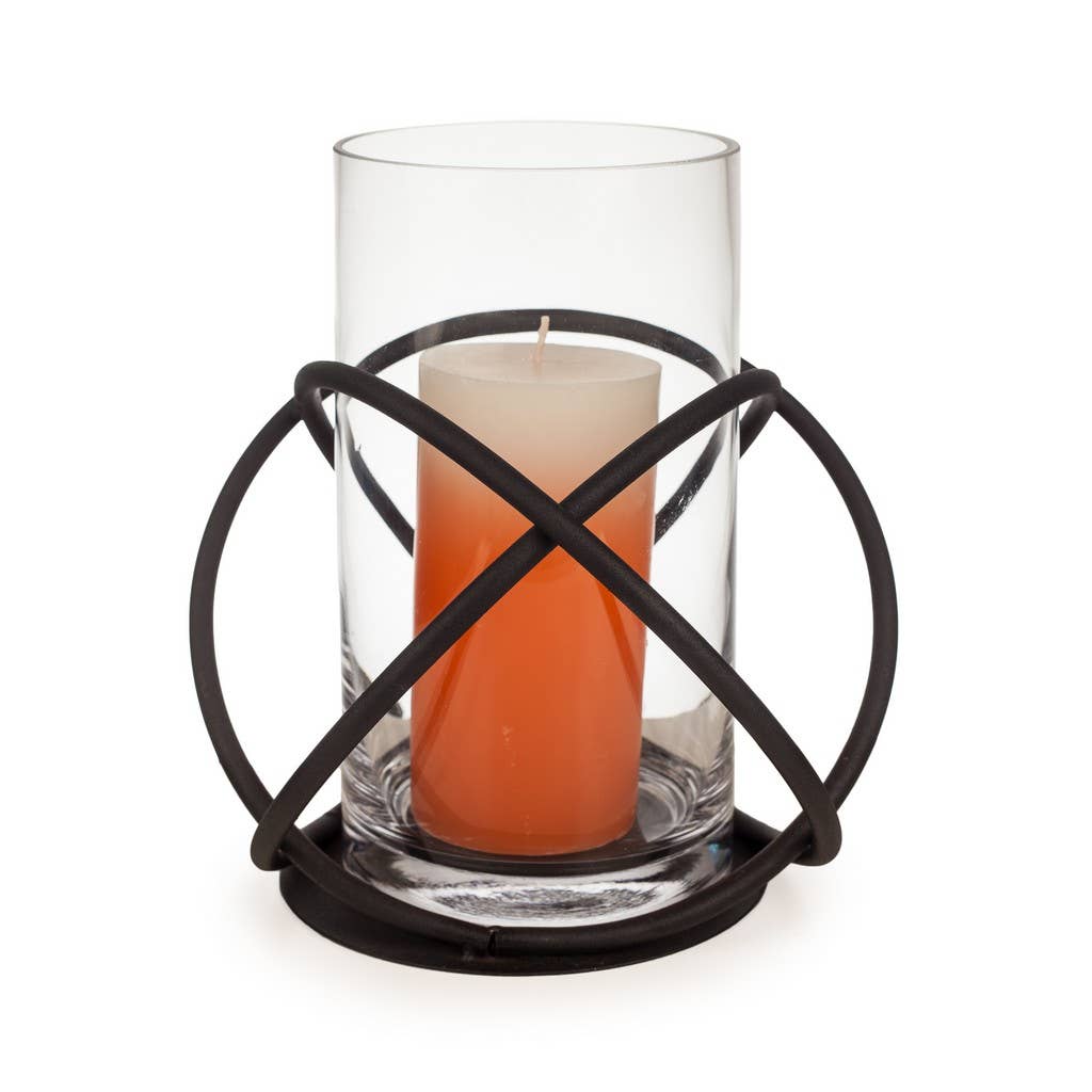 Danya B – wholesale Candle holder – Large Metal and Glass Orbits Hurricane Candleholder1