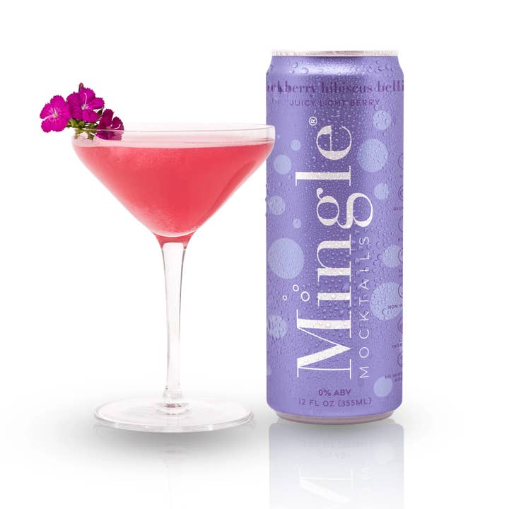 Blackberry Hibiscus Bellini Mocktail for wholesale by Mingle Mocktails