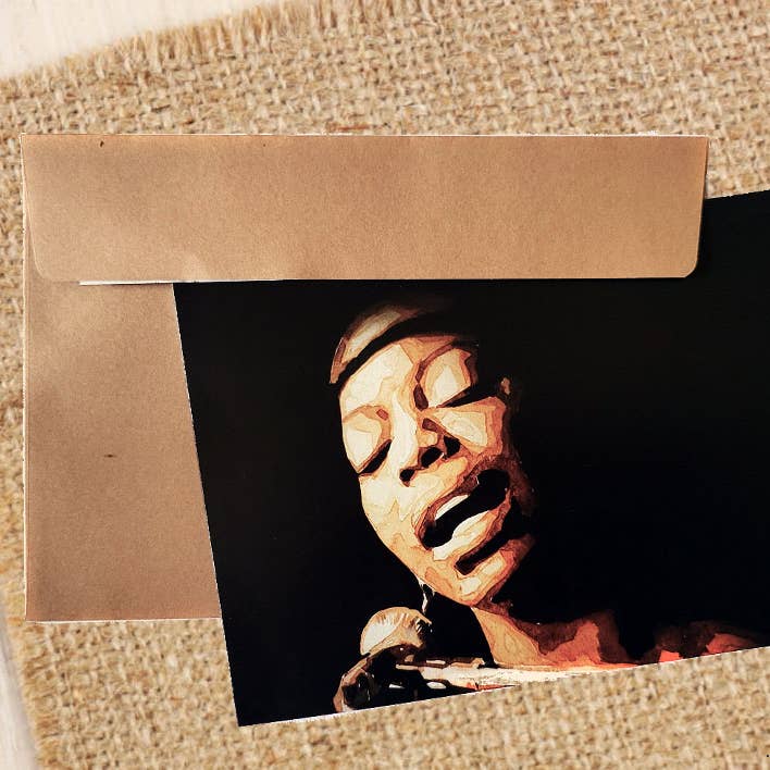 Nina Simone Grußkarte/Notizkarte.Nina Simone Karten für den Großhandel von edswatercolours