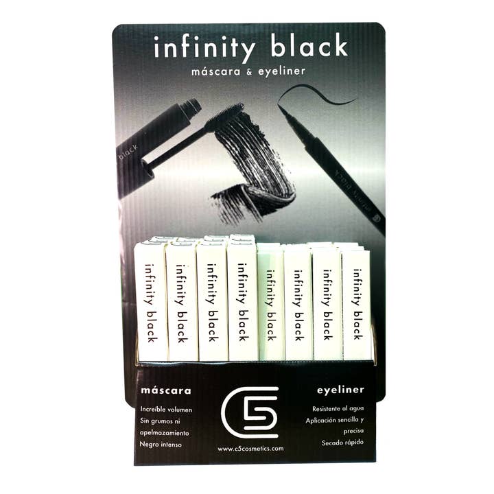 sesioMWorld - M·O·I Professional - Vente Eyeliners/crayons - Présentoir de table 12 masques et 12 eye-liners INFINITY BLACK