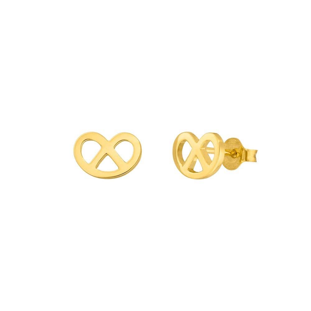 Leaf Jewelry - Wholesale Stud/Post Earrings - 18K yellow gold plated pretzel earrings0