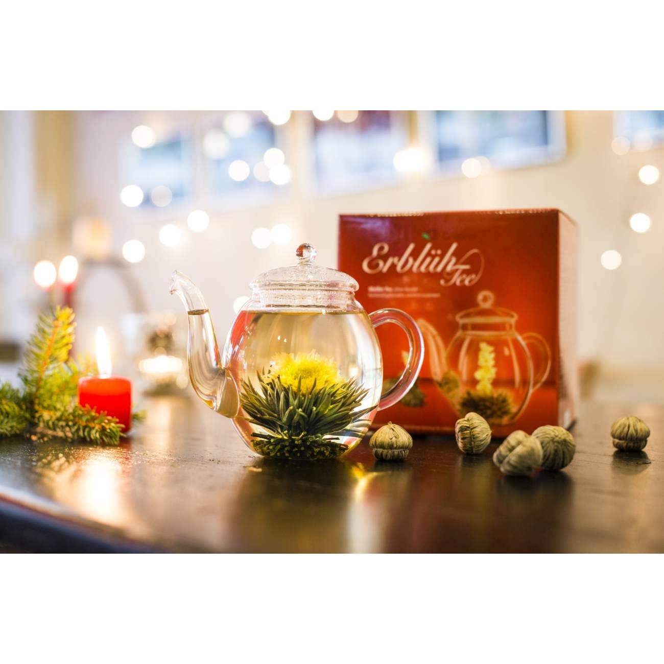 Creano - Wholesale Loose Tea - Creano tea flowers mix - gift set “Blossom Tea” with glass jug2