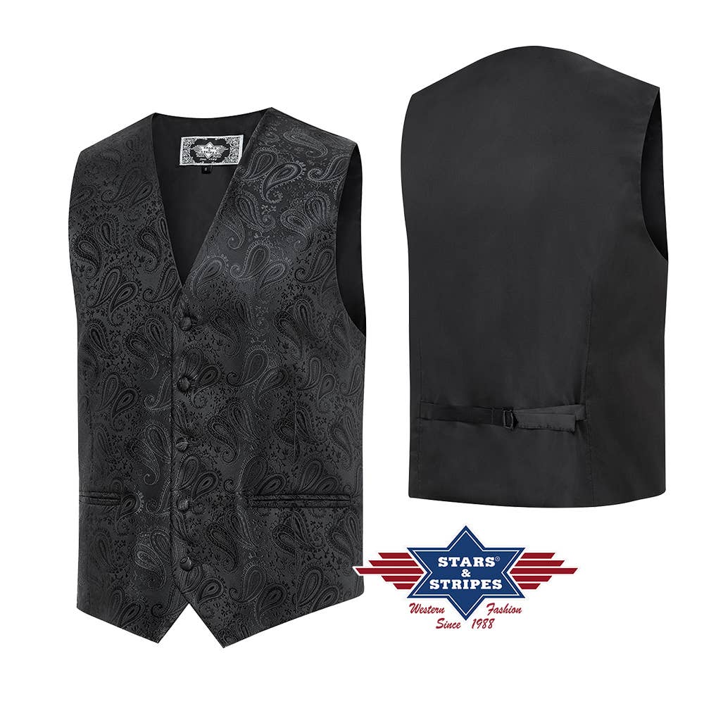 Stars & Stripes® - Vendita all'ingrosso Gilè elegante - Uomo - Gilet Western in jacquard con due tasche regolabile dietro - Lincoln2