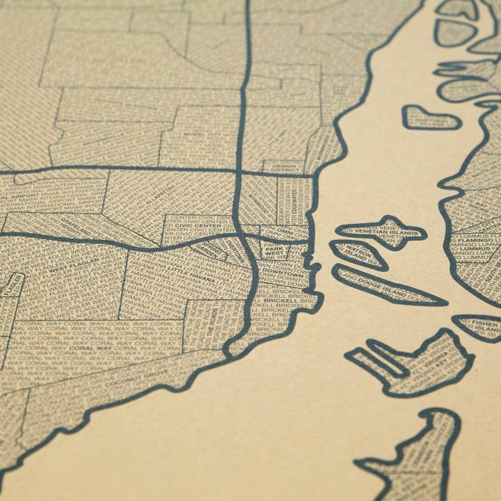 Native Maps - Wholesale Poster - Miami, FL Neighborhood City Map Poster7