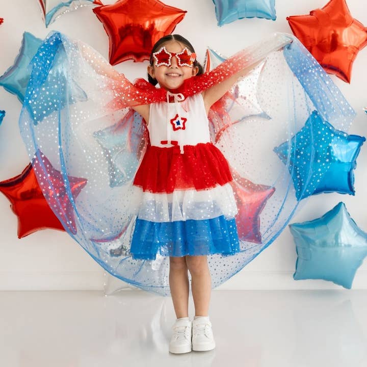 Sweet Wink - Wholesale Dress - Kids - Patriotic Star Patch Tank Tutu Dress - 4th of July - Girls