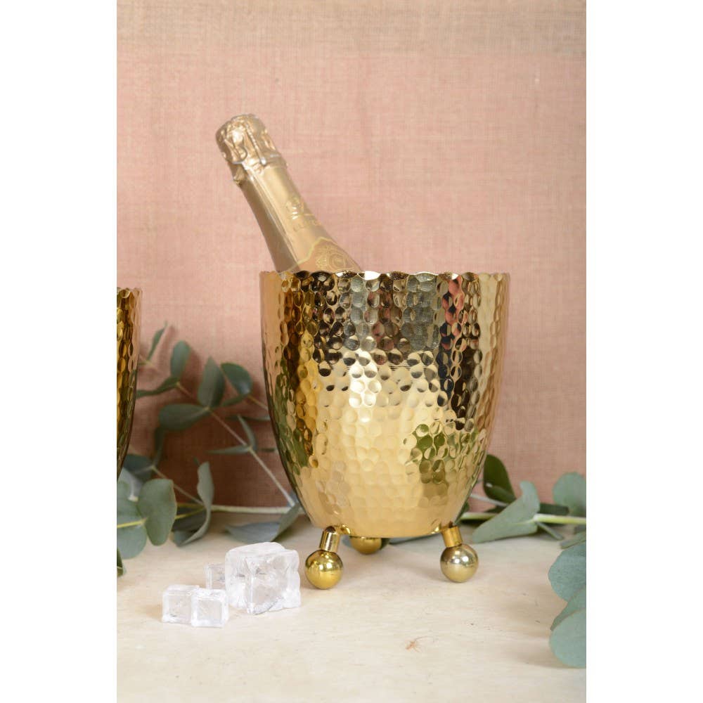 AULICA - Wholesale Party Tub - Hammered gold ice bucket with tongs1