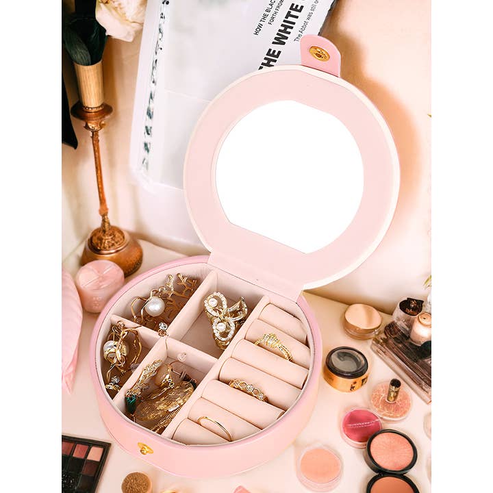 Light Pink Jewelry Organizer Cases with Mirror for wholesale on Faire