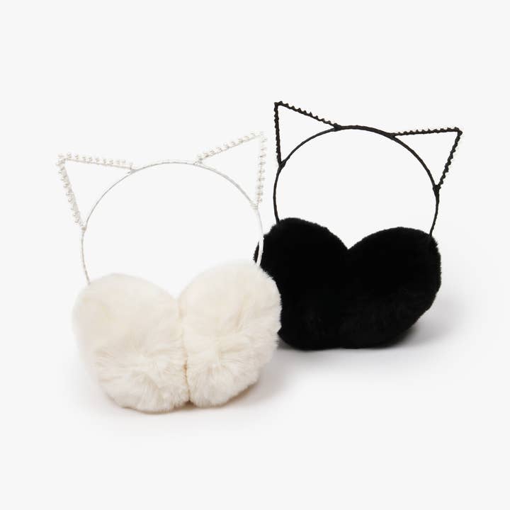 David And Young - Wholesale Earwarmers/Ear Muffs - Women's - Faux Fur Ear Muffs with Pearl Trimmed Cat Ears
