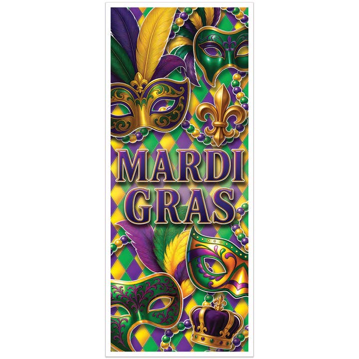 Mardi Gras Door Cover, 6' x 30" for wholesale by Beistle