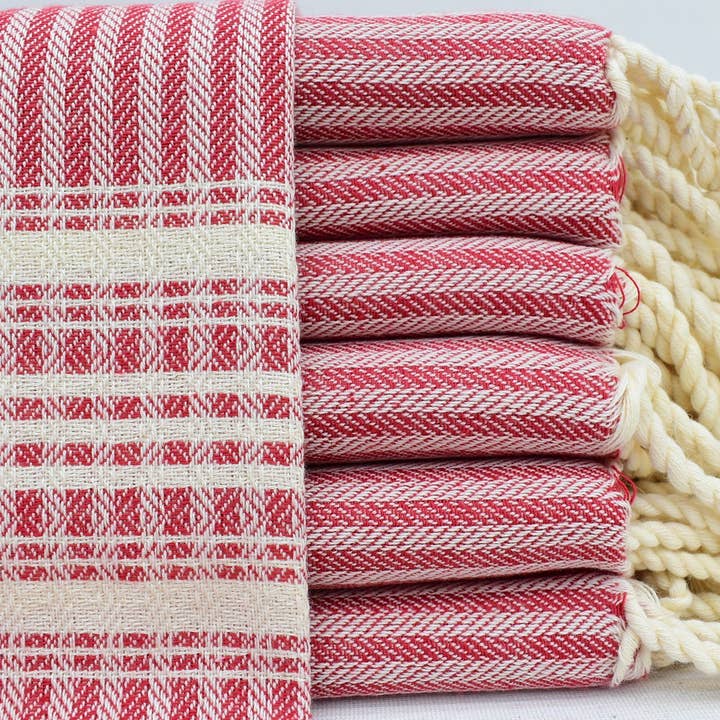 Organic Turkish Towels - Wholesale Tea Towel - Soft Kitchen Towel, Red Tea Towel, Dish Towel 20x40