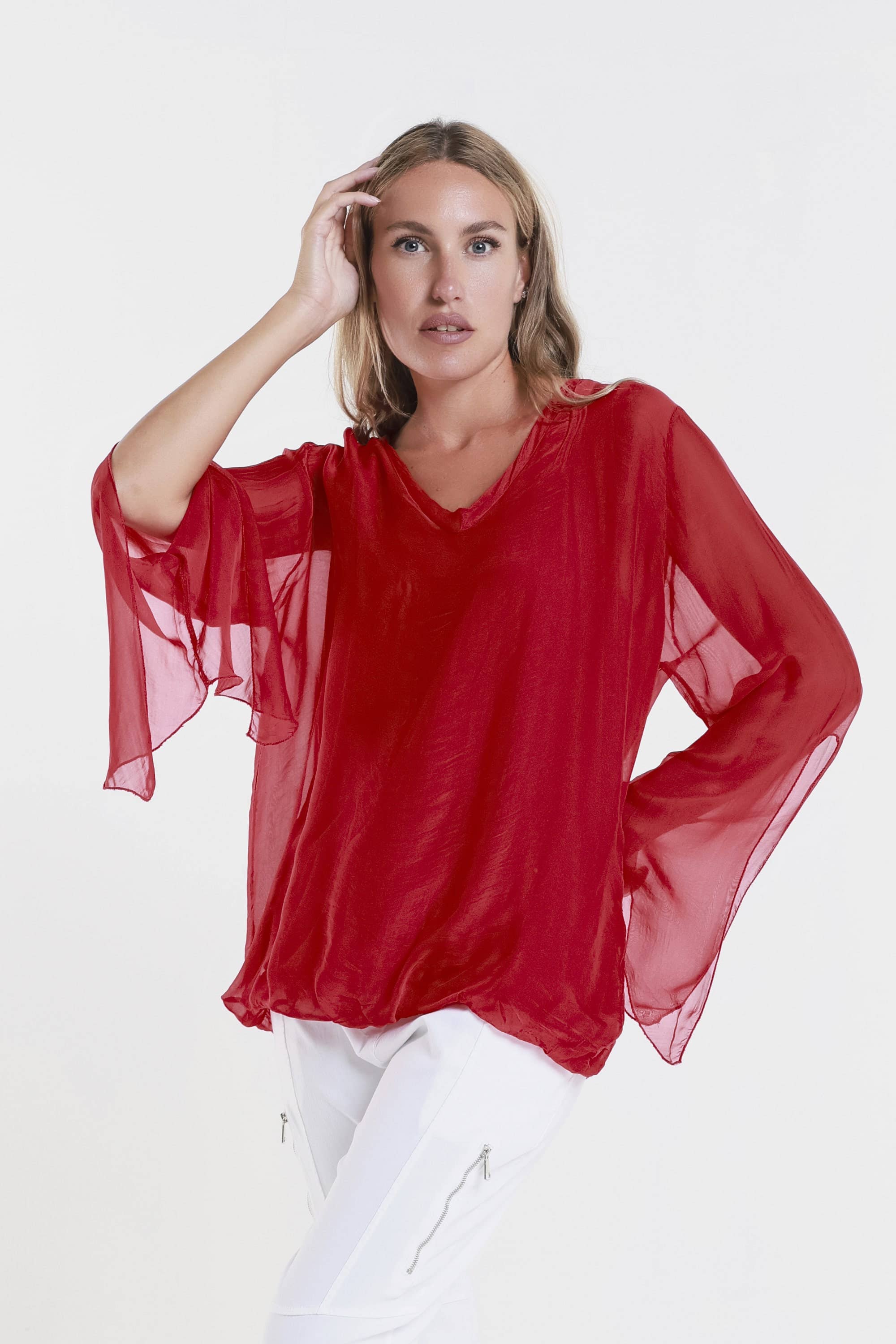 TINA Stephens Italy/Tees By Tina - Wholesale Blouse - Women's - Tiffany Silk Butterfly Bottom Open Wrist (BLS218)27