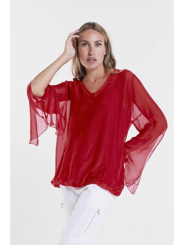 TINA Stephens Italy/Tees By Tina - Wholesale Blouse - Women's - Tiffany Silk Butterfly Bottom Open Wrist (BLS218)27