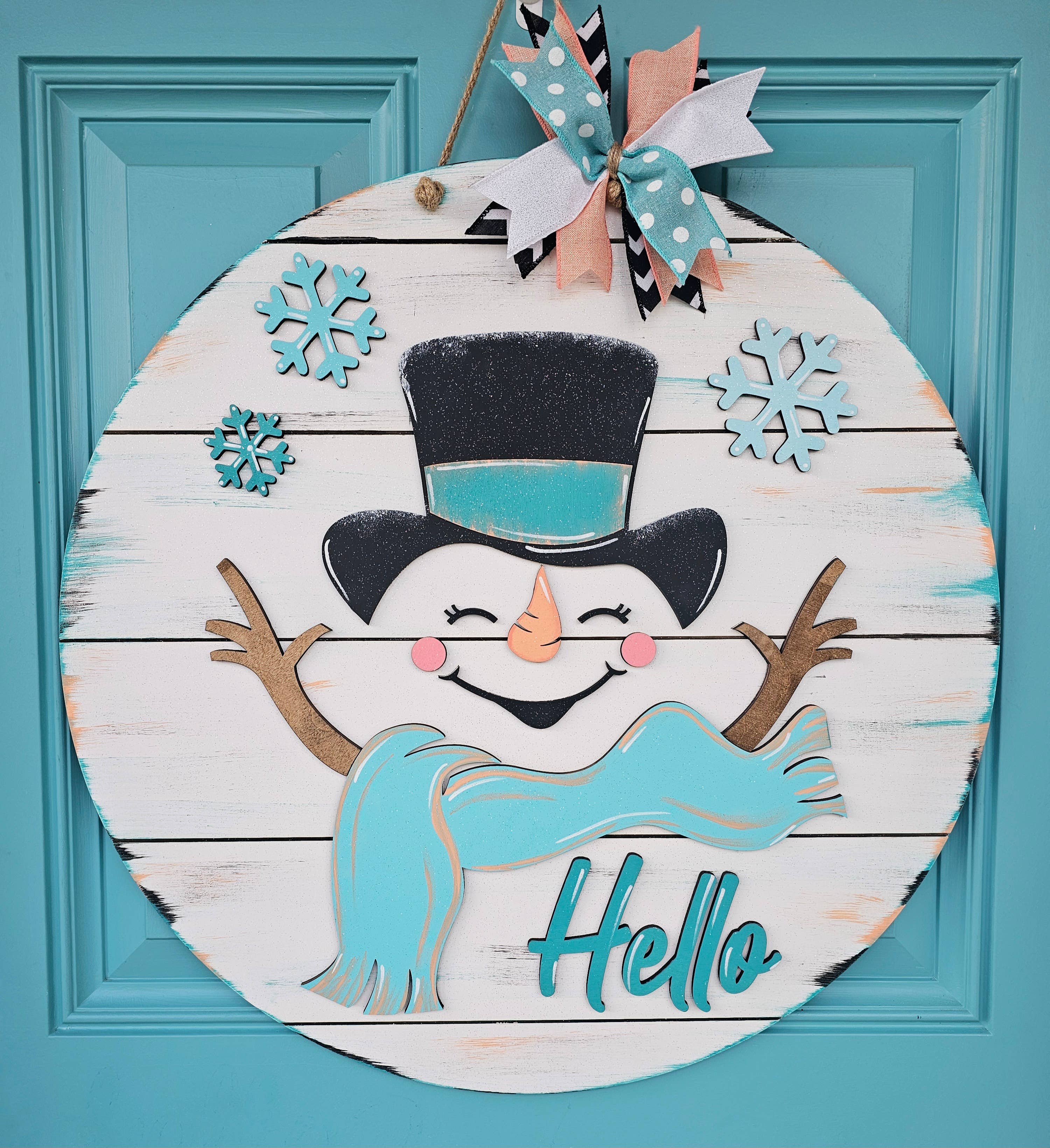 Teal Moon Creations - Wholesale DIY Craft Kit - DIY Hello Cheerful Snowman Door Hanger0