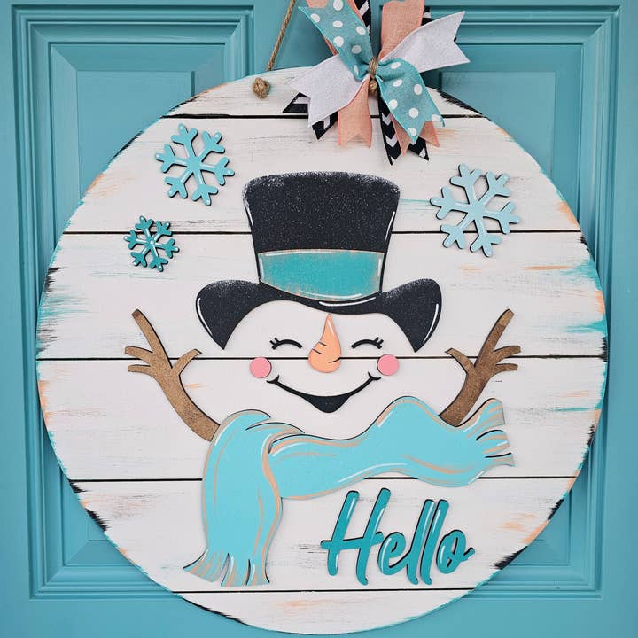 Teal Moon Creations - Wholesale DIY Craft Kit - DIY Hello Cheerful Snowman Door Hanger