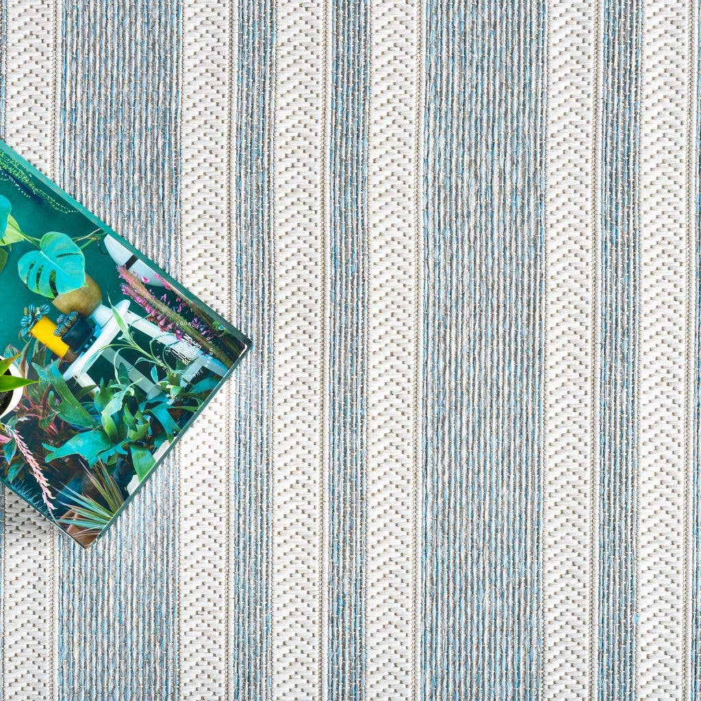 Abani Rugs - Vendita all'ingrosso Tappeto - Tappeto da Interni/Esterni a Righe Orizzontali Blu Oceano7