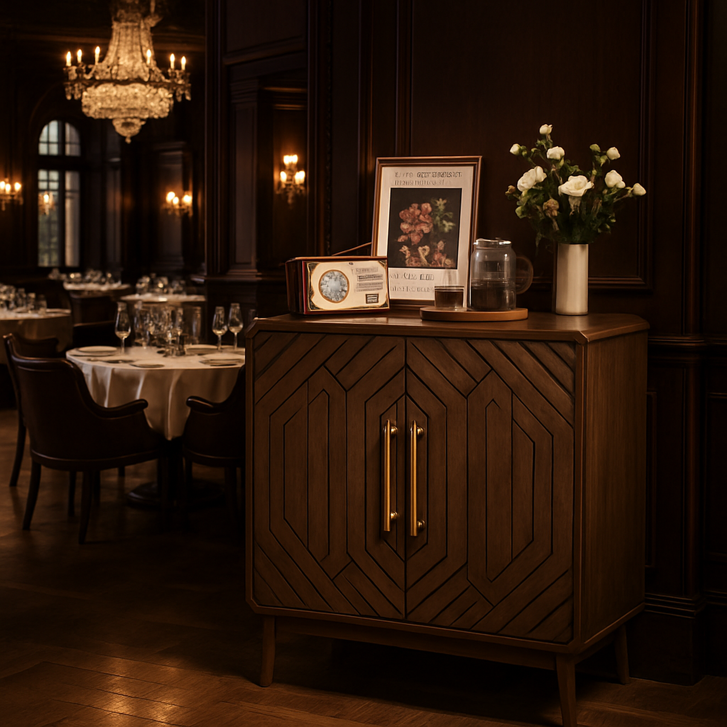 HOMYCASA DESIGN INC - Wholesale Sideboard - Luxury Private Club Dining Area with Marble Dining Set1