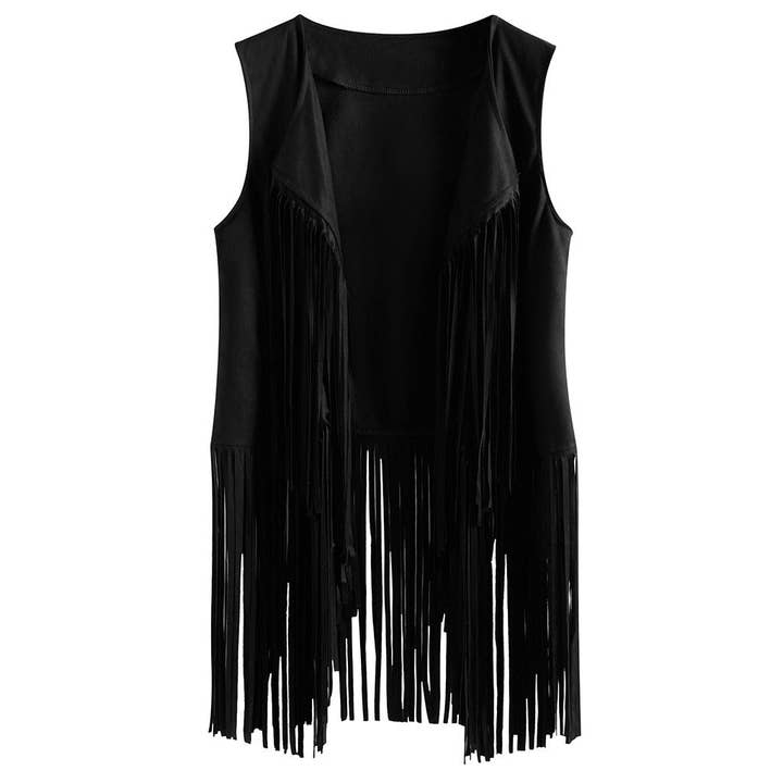 Rosa Clothing - Wholesale Outerwear Vest - Women's - Fashion Thin Tassel Slim Sleeveless Vest