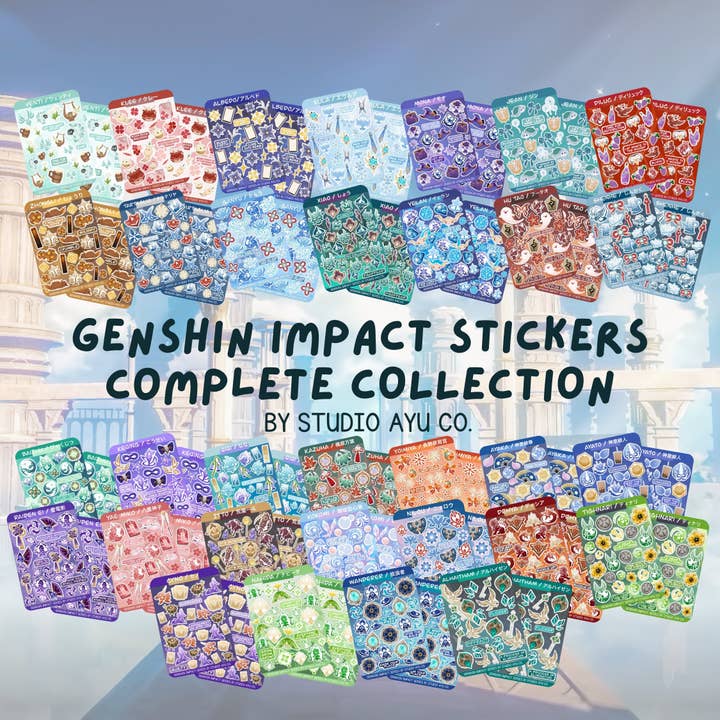 Genshin Impact Wasserdichter Matter Sticker Gesamtkollektion für den Großhandel von Studio Ayu