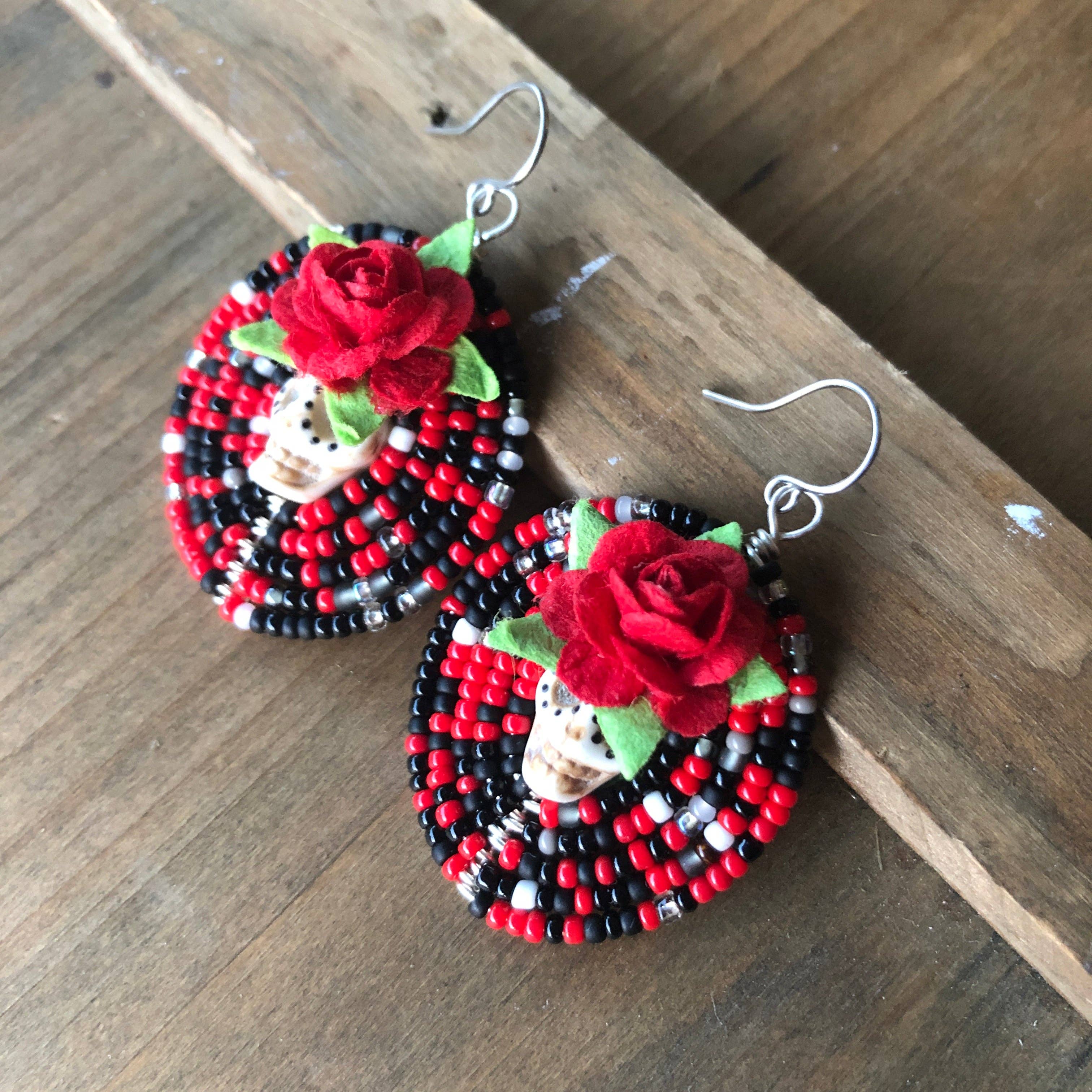 MorninGloria's - Wholesale Dangle Earrings - Large Dia De Los Muertos Beaded Earrings9