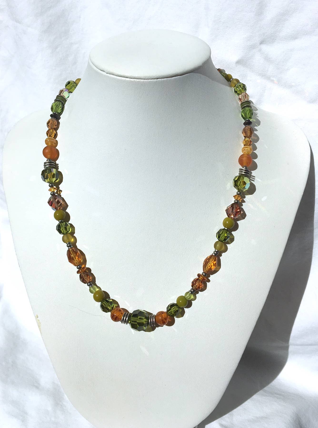 Owen Glass Collection - Wholesale Beaded/Pearl Necklace - 18 INCH NECKLACE - "GRASS ROOTS" TOPAZ, CITRUS GREEN GLASS1