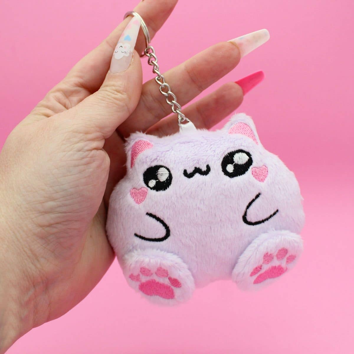 Kawaii Hair Candy – Engroshandel Nøglering - Dame – Kawaii fed kat nøglering – chibi plyskat taskevedhæng9