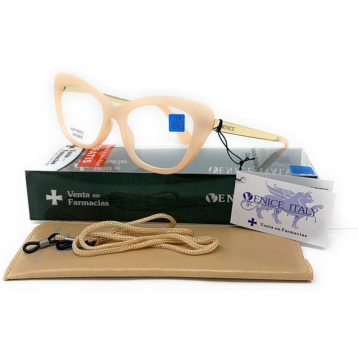 Hepburn Beige Reading Glasses for wholesale by Gafas Venice Eyewear
